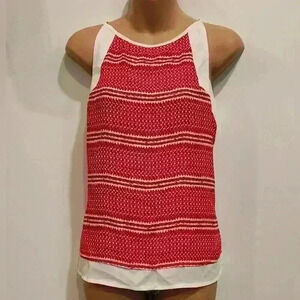 Women's Skys Are Blue Striped Sleeveless Top Blouse Spaghetti Strap Tank Size S